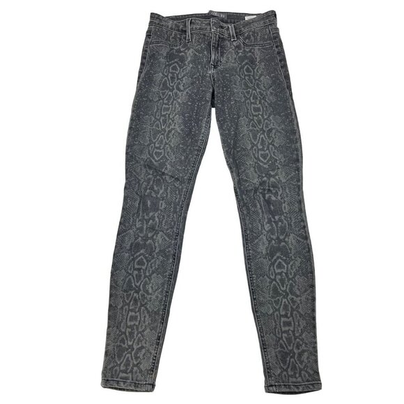 Level 99 Snake Print Gray Skinny Jeans Mid Rise Size 27 Waist - Picture 1 of 9